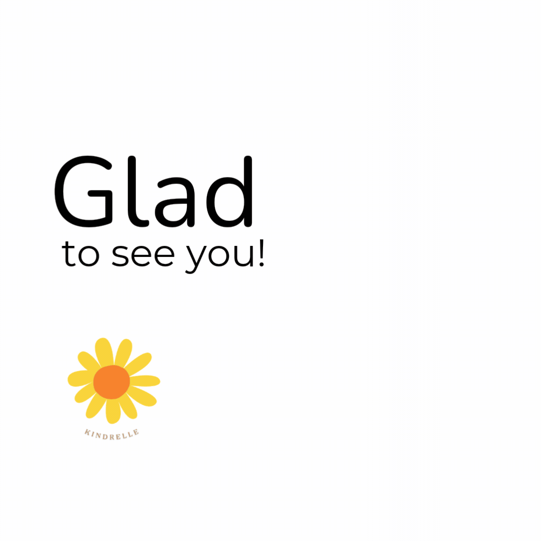 Glad to see you! Kindrelle's yellow flower beside a person waving.